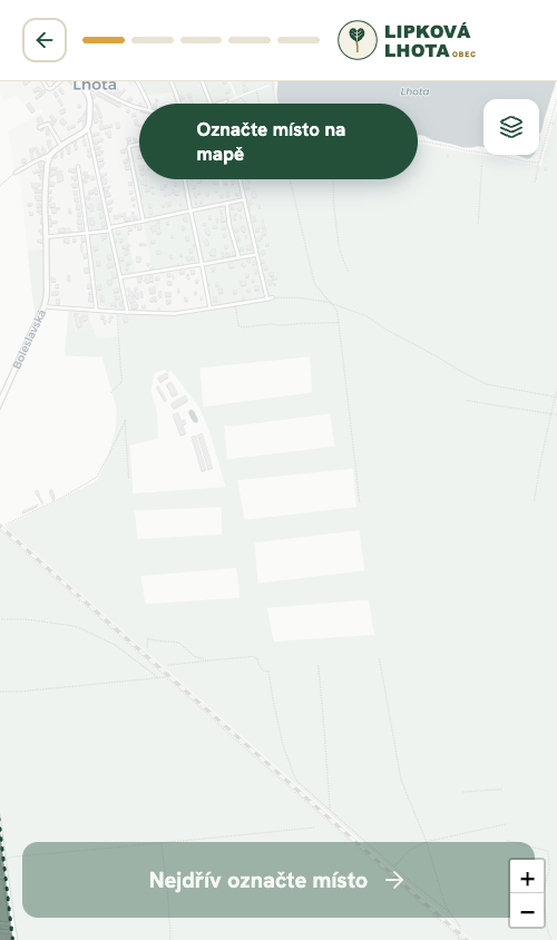 Výběr místa na mapě